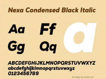 Nexa Condensed Black Italic Version 2.00; August 24, 2022图片样张