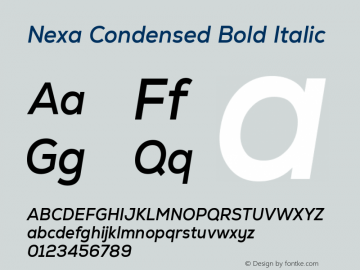Nexa Condensed Bold Italic Version 2.00; August 24, 2022图片样张