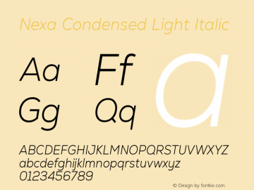 Nexa Condensed Light Italic Version 2.00; August 24, 2022图片样张