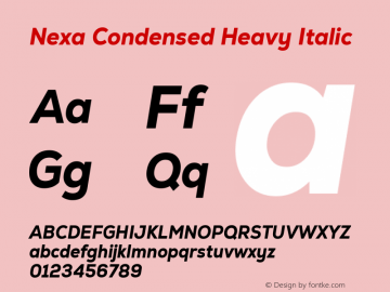 Nexa Condensed Heavy Italic Version 2.00; August 24, 2022图片样张