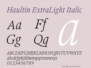 Haultin ExtraLight Italic Version 1.004图片样张