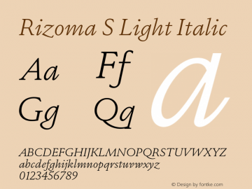 RizomaS-LightItalic Version 1.000图片样张