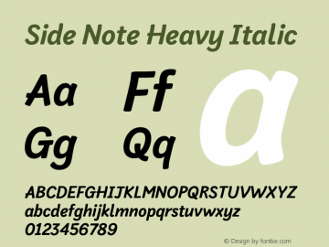 Side Note Heavy Italic Version 1.001图片样张