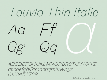 Touvlo Thin Italic Version 1.00图片样张