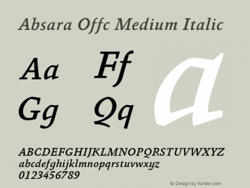 Absara Offc Medium Italic Version 7.504; 2012; Build 1024图片样张