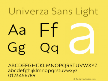 Univerza Sans Light Version 1.001; ttfautohint (v1.8)图片样张