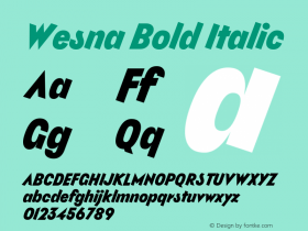 Wesna Bold Italic Version 1.000图片样张