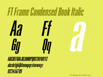 FT Frame Condensed Book Italic Version 1.000;FEAKit 1.0图片样张