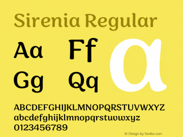 Sirenia Regular Version 5.200;hotconv 1.0.109;makeotfexe 2.5.65596图片样张