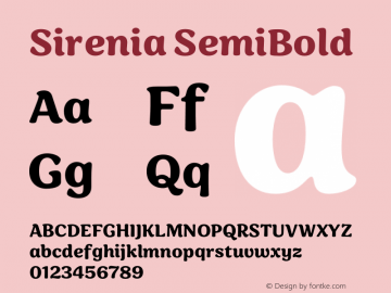 Sirenia SemiBold Version 5.200;hotconv 1.0.109;makeotfexe 2.5.65596图片样张