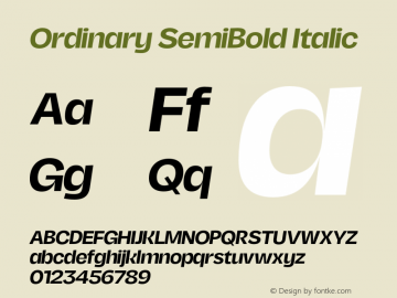 Ordinary SemiBold Italic Version 2.000;FEAKit 1.0图片样张