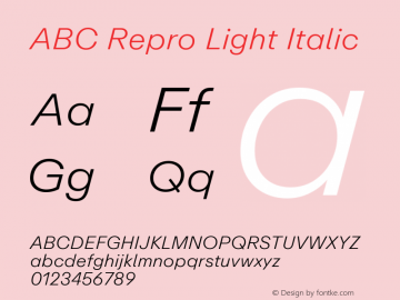 ABC Repro Light Italic Version 1.000图片样张