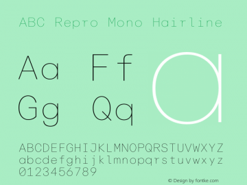 ABC Repro Mono Hairline Version 1.000图片样张