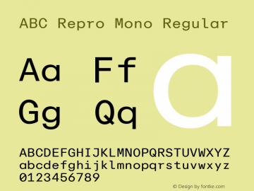 ABC Repro Mono Regular Version 1.000图片样张