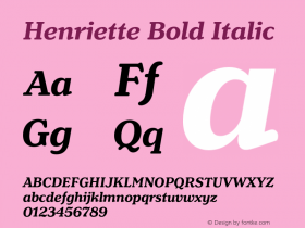 Henriette Bold Italic Version 1.017;PS 001.017;hotconv 1.0.88;makeotf.lib2.5.64775图片样张