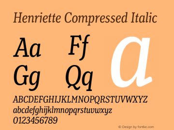 Henriette Compressed Italic Version 1.017;PS 001.017;hotconv 1.0.88;makeotf.lib2.5.64775图片样张