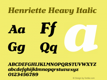 Henriette Heavy Italic Version 1.017;PS 001.017;hotconv 1.0.88;makeotf.lib2.5.64775图片样张