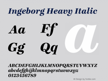 Ingeborg Heavy Italic Version 2.005;PS 2.004;hotconv 1.0.57;makeotf.lib2.0.21895图片样张