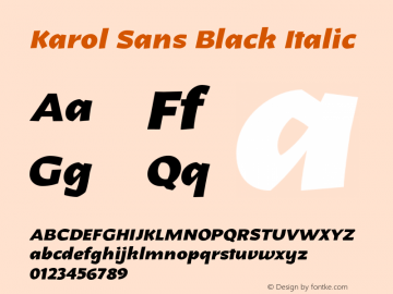 Karol Sans Black Italic Version 1.000;PS 001.000;hotconv 1.0.88;makeotf.lib2.5.64775图片样张