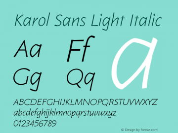 Karol Sans Light Italic Version 1.000;PS 001.000;hotconv 1.0.88;makeotf.lib2.5.64775图片样张