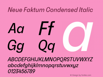 Neue Faktum Condensed Italic Version 1.000图片样张