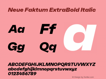 Neue Faktum ExtraBold Italic Version 1.000图片样张