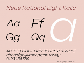 Neue Rational Light Italic Version 1.000图片样张