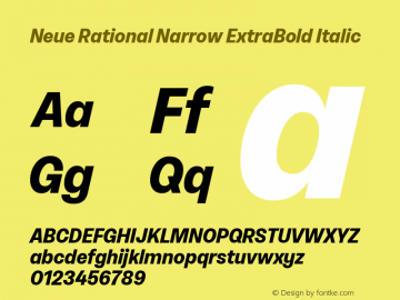 Neue Rational Narrow ExtraBold Italic Version 1.000图片样张