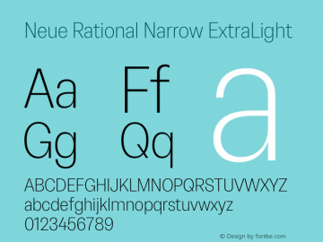 Neue Rational Narrow ExtraLight Version 1.000图片样张