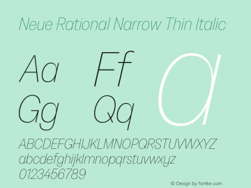 Neue Rational Narrow Thin Italic Version 1.000图片样张