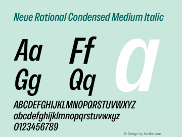 NeueRational-CondensedMediumItalic Version 1.000图片样张