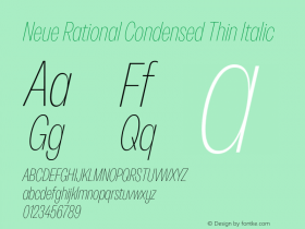 NeueRational-CondensedThinItalic Version 1.000图片样张