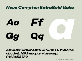 Neue Campton ExtraBold Italic Version 1.000图片样张