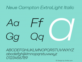 Neue Campton ExtraLight Italic Version 1.000图片样张