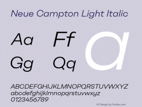 Neue Campton Light Italic Version 1.000图片样张