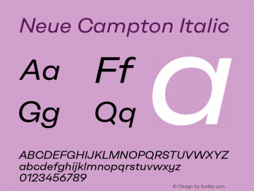NeueCampton-Italic Version 1.000图片样张