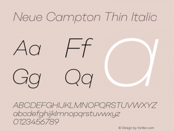 NeueCampton-ThinItalic Version 1.000图片样张