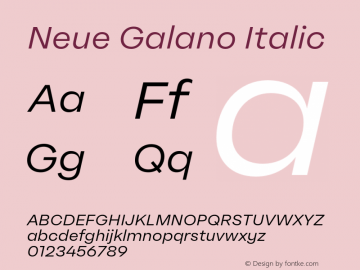 NeueGalano-Italic Version 1.000图片样张