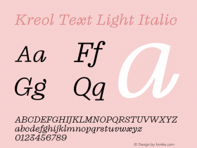 KreolText-LightItalic Version 1.000图片样张