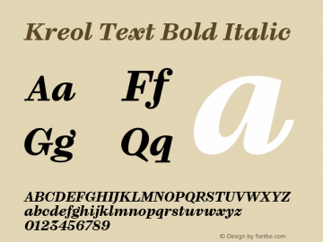 Kreol Text Bold Italic Version 1.000图片样张