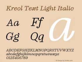 Kreol Text Light Italic Version 1.000图片样张