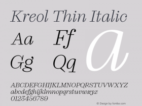 Kreol Thin Italic Version 1.000图片样张