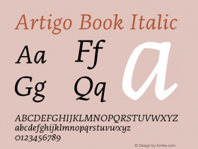 Artigo Book Italic Version 1.005;hotconv 1.0.109;makeotfexe 2.5.65596图片样张