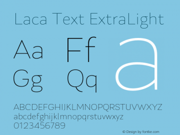 Laca Text ExtraLight Version 1.005图片样张