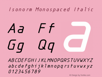 Isonorm Monospaced Italic 001.000图片样张