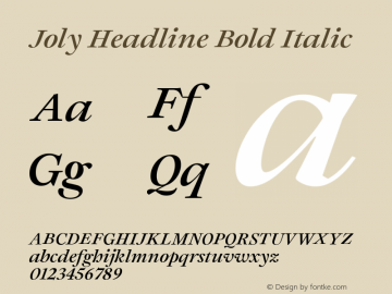 Joly Headline Bold Italic Version 2.000;FEAKit 1.0图片样张