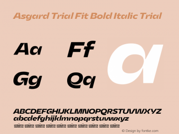 Asgard Trial Fit Bold Italic Trial Version 2.003图片样张