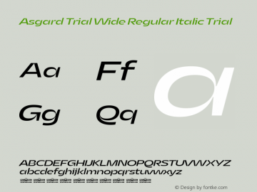 Asgard Trial Wide Regular Italic Trial Version 2.003图片样张