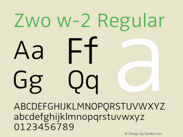 Zwo w-2 Regular 4.313 Font Sample