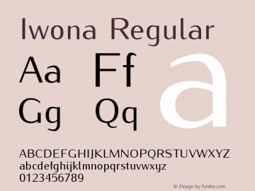 Iwona-Regular Version 1.000;PS 0.995;hotconv 1.0.49;makeotf.lib2.0.14853图片样张